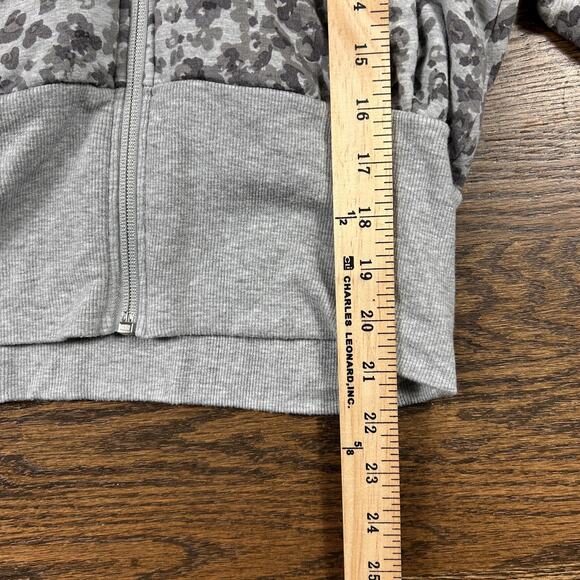 Athleta Hoodie Womens Small Gray Animal Print Full Zip Thumbholes Pullover Top - Picture 7 of 8